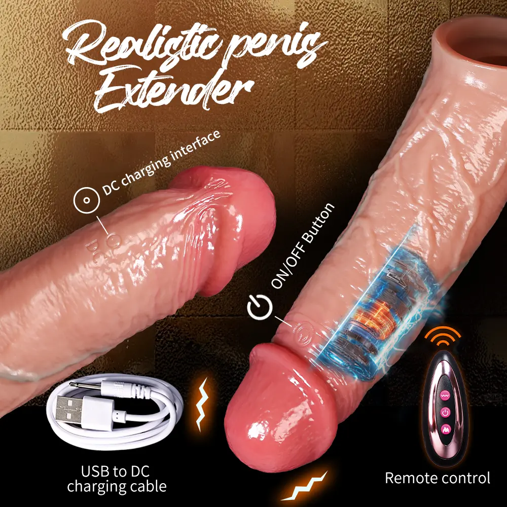 Kaler 7.8"× 1.6" Flesh Realistic Vibrating Cock Sleeve | 9 Modes